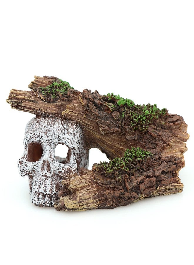 AQUA KT Aquarium Landscape Skeleton Head Skull with Tree Branch for Betta Cichlid Fish Hiding Rock Aquatic Decoration - Image 1